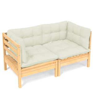 vidaXL 2-Seater Garden Sofa with Cream Cushions Solid Wood Pine
