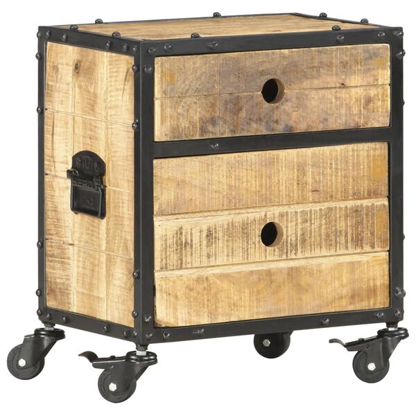 vidaXL Bedside Cabinet 40x30x50 cm Rough Mango Wood