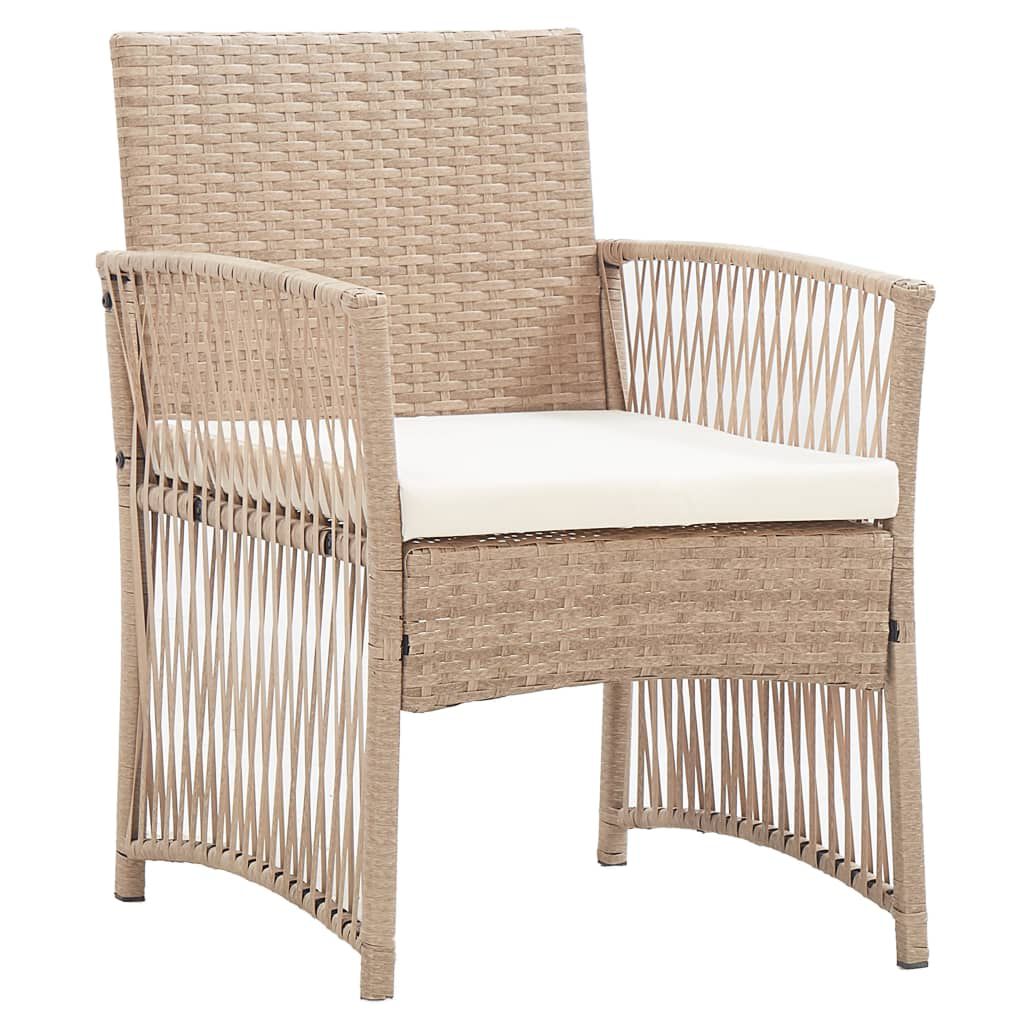 vidaXL 4 Piece Garden Lounge Set with Cushion Poly Rattan Beige