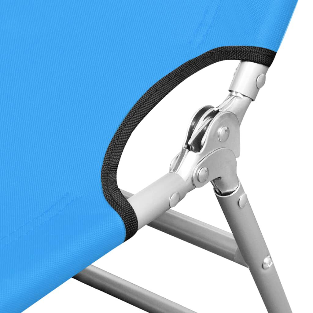 vidaXL Folding Sun Lounger with Head Cushion Steel Turqoise Blue