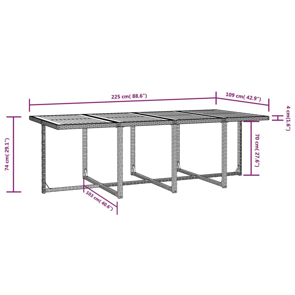 vidaXL 13 Piece Outdoor Dining Set Poly Rattan and Acacia Wood Black