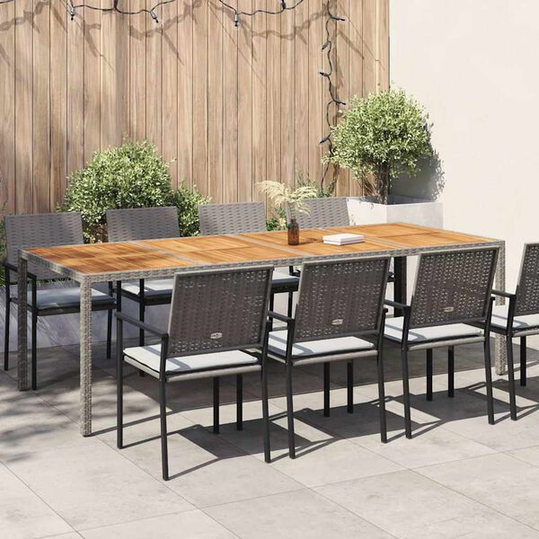 vidaXL Garden Table Grey 250x100x75 cm Poly Rattan