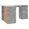 vidaXL Corner Desk Concrete Grey 145x100x76 cm Engineered Wood