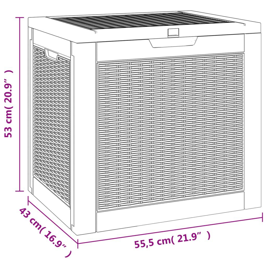 vidaXL Garden Storage Box Light Brown 55.5x43x53 cm Polypropylene