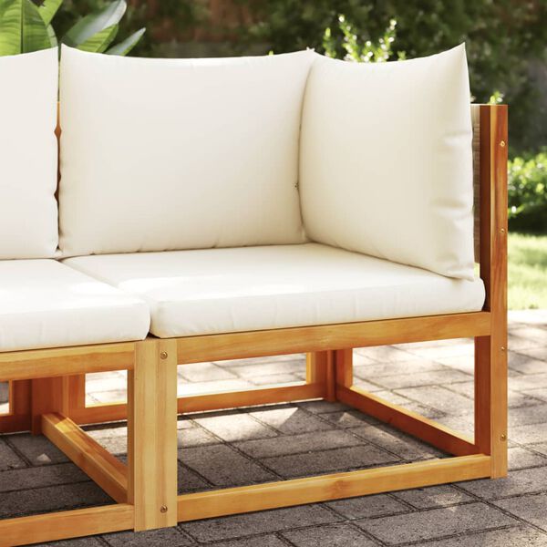 vidaXL Garden Sofa Corner with Cushions Wood Acacia&Rattan