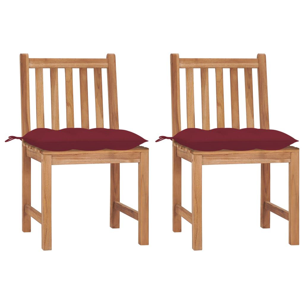 vidaXL Garden Chairs 2 pcs with Cushions Solid Teak Wood