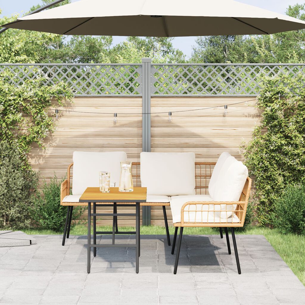 vidaXL 2 Piece Garden Sofa Set with Cushions Natural Poly Rattan