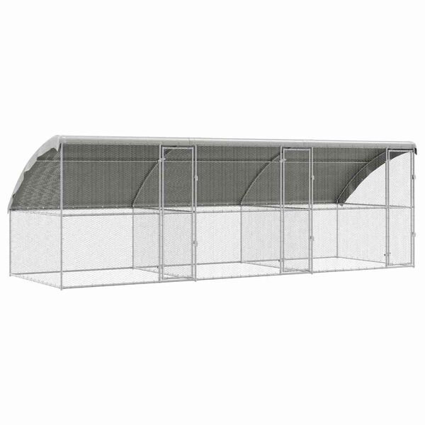 vidaXL Chicken Cage 3 pcs Silver 600 x 200 x 198.5 cm Galvanised Steel