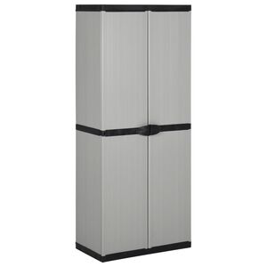 vidaXL Garden Storage Cabinet with 3 Shelves Grey&Black 68x40x168 cm