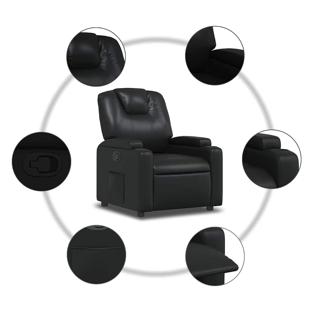 vidaXL Recliner Chair Black Faux Leather