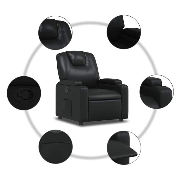 vidaXL Recliner Chair Black Faux Leather