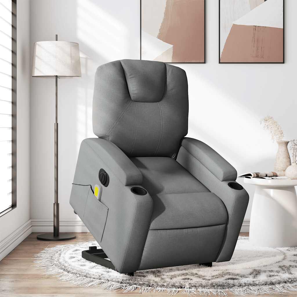 vidaXL Electric Stand up Massage Recliner Chair Dark Grey Fabric