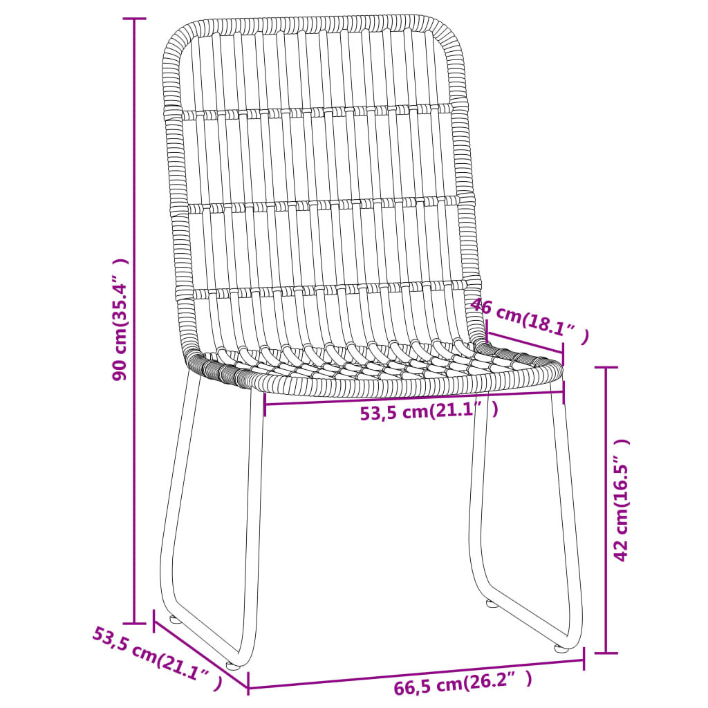 vidaXL 3 Piece Garden Dining Set Black