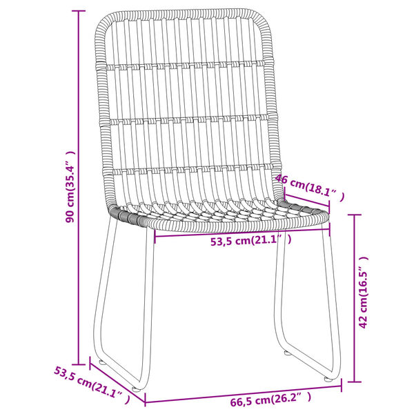 vidaXL 3 Piece Garden Dining Set Black