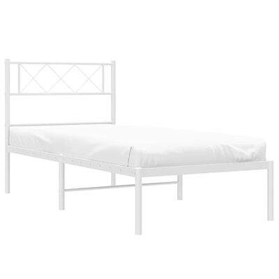 vidaXL Metal Bed Frame without Mattress with Headboard White 100x190cm