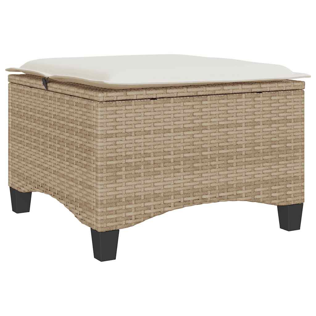 vidaXL Garden Stools with Cushions 2 pcs Beige 55x55x36 cm Poly Rattan