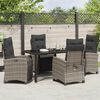 vidaXL Garden Dining Set with Cushion 5 pcs Grey Poly Rattan