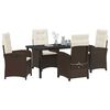 vidaXL Garden Dining Set with Cushion 5 pcs Brown Poly Rattan