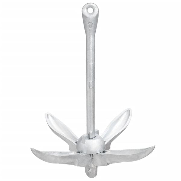 vidaXL Folding Anchor with Rope Silver 8 kg Hot Dip Galvanized Cast Iron