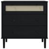 vidaXL Drawer Cabinet SENJA Rattan Look Black 80x40x80 cm Solid Wood Pine