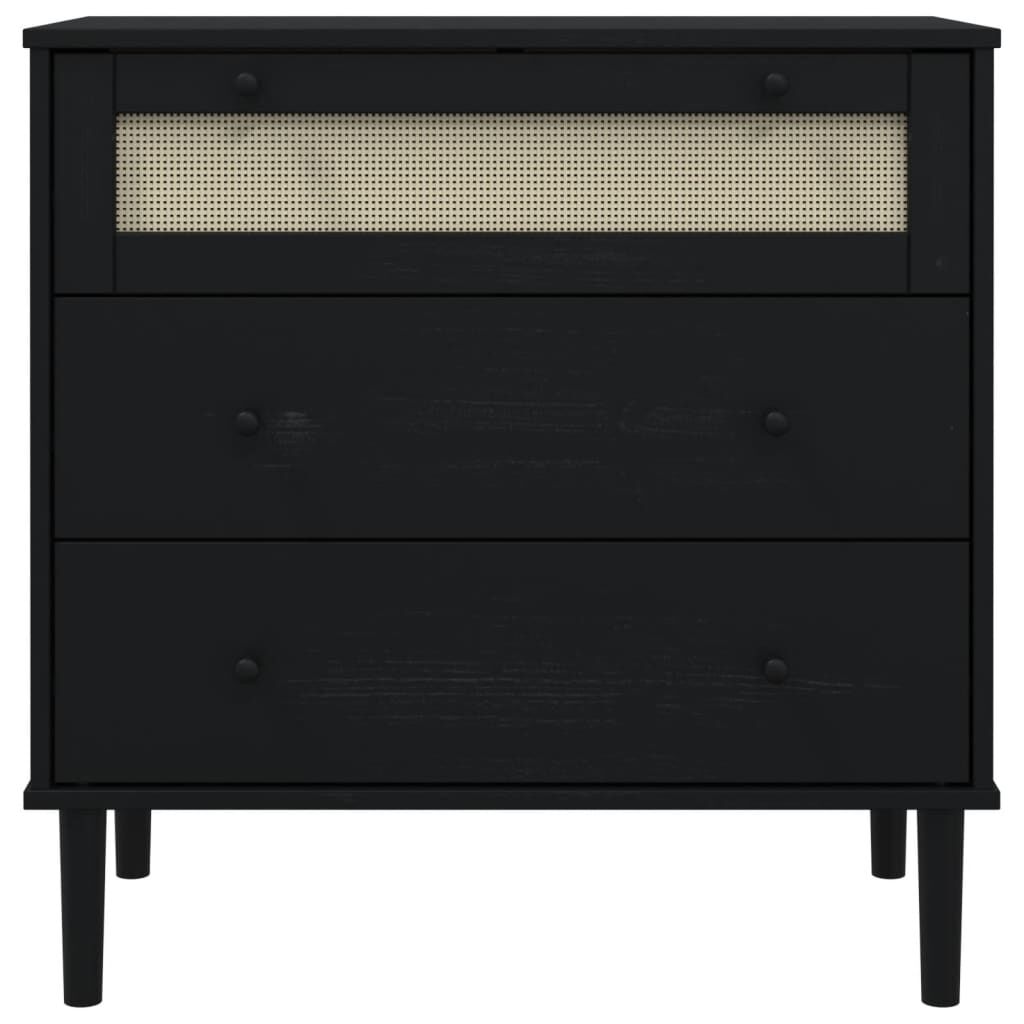 vidaXL Drawer Cabinet SENJA Rattan Look Black 80x40x80 cm Solid Wood Pine