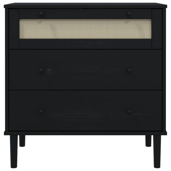 vidaXL Drawer Cabinet SENJA Rattan Look Black 80x40x80 cm Solid Wood Pine