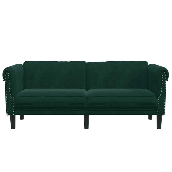 vidaXL Sofa 2-Seater Dark Green Velvet