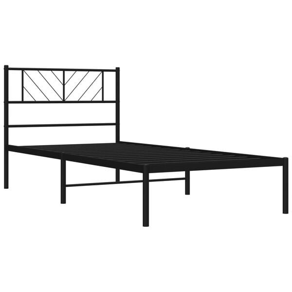 vidaXL Metal Bed Frame without Mattress with Headboard Black 100x200cm