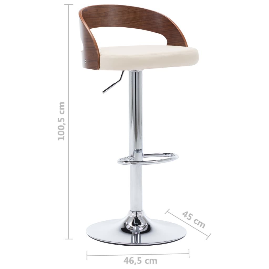 vidaXL Bar Stools 2 pcs Cream Faux Leather and Bentwood