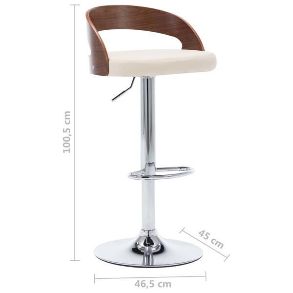 vidaXL Bar Stools 2 pcs Cream Faux Leather and Bentwood