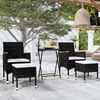 vidaXL 5 Piece Garden Bistro Set Poly Rattan and Tempered Glass Black