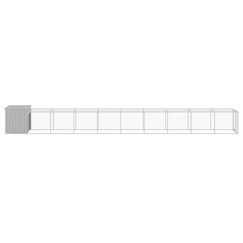 vidaXL Chicken Cage with Run Light Grey 110x1017x110 cm Galvanised Steel
