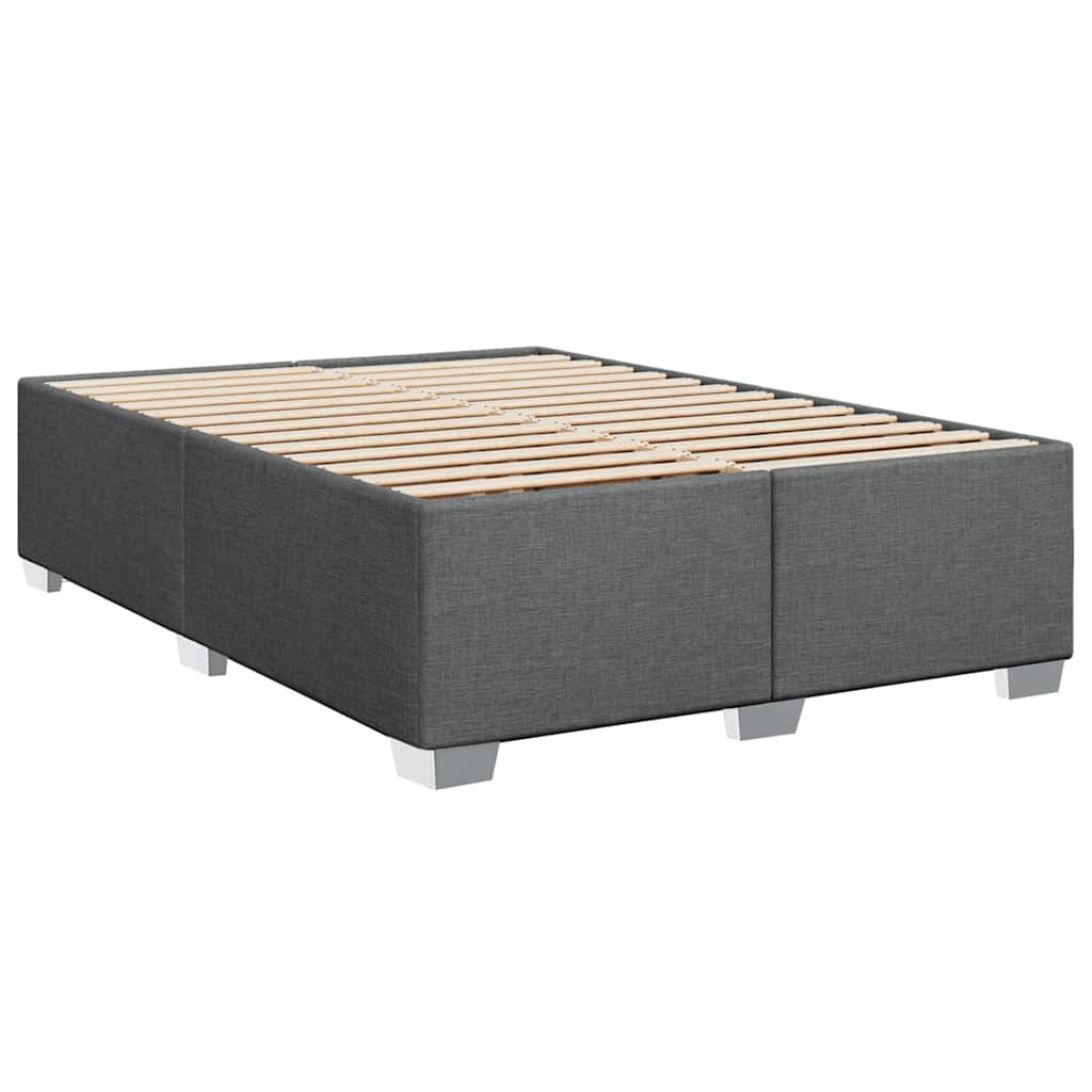 vidaXL Box Spring Bed with Mattress Dark Grey Full Fabric