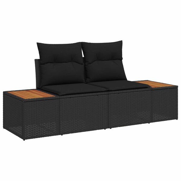 vidaXL Garden Sofa Black 184 x 62 x 85cm Poly Rattan