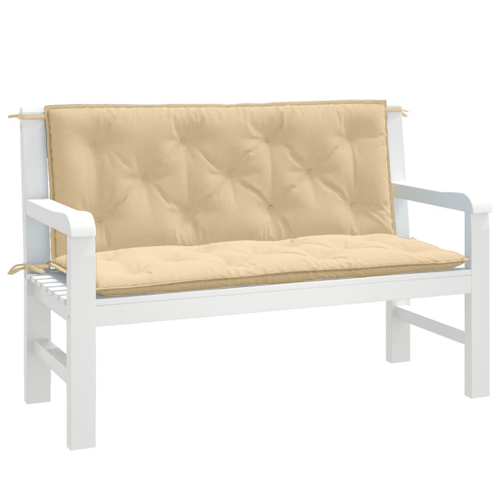 vidaXL Garden Bench Cushions 2 pcs Melange Beige 120x50x7 cm Fabric