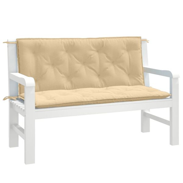 vidaXL Garden Bench Cushions 2 pcs Melange Beige 120x50x7 cm Fabric