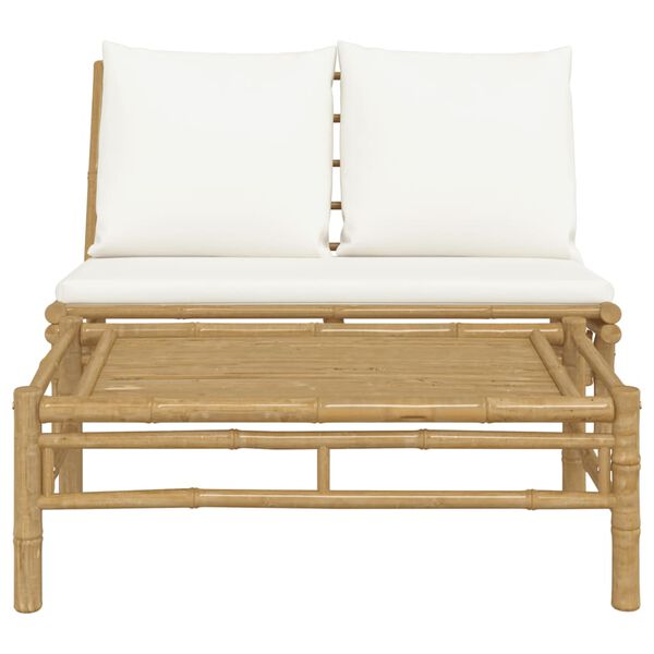 vidaXL 2 Piece Garden Lounge Set with Cream White Cushions Bamboo
