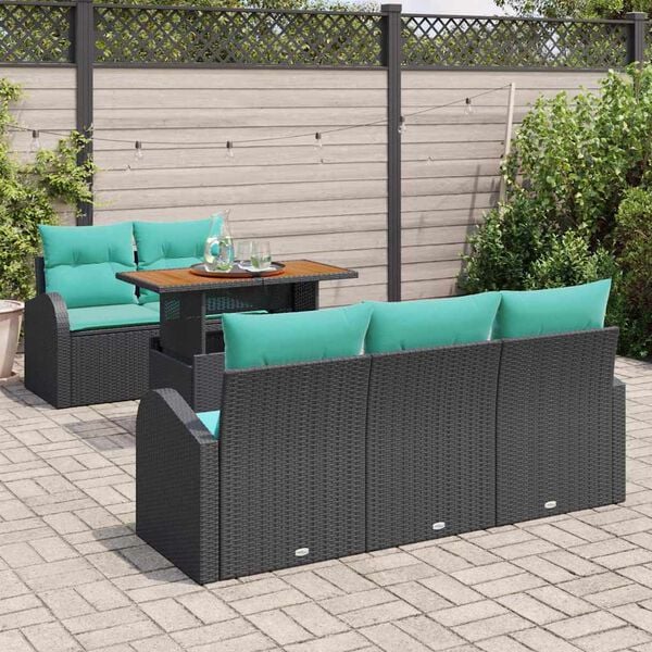 vidaXL Garden Sofa Set with Storage 6 pcs Black Poly rattan