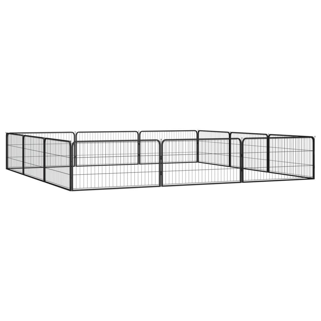 vidaXL 12-Panel Dog Playpen Black 100x50 cm Powder-coated Steel