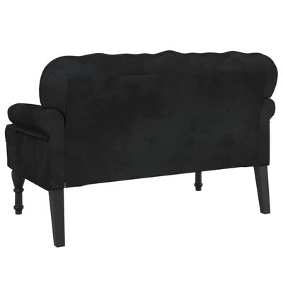 vidaXL Bench with Backrest Black 119.5x64.5x75 cm Velvet