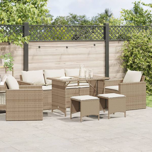 vidaXL 6 Piece Garden Sofa Set with Cushions Beige Poly Rattan