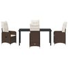 vidaXL Garden Dining Set with Cushion 5 pcs Brown Poly Rattan