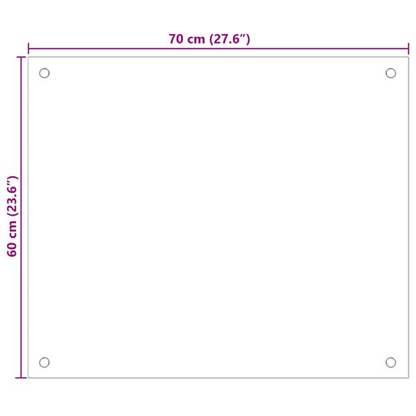 vidaXL Kitchen Backsplash Transparent 70 x 60 cm Tempered Glass