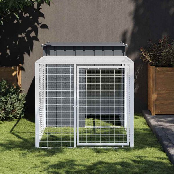 vidaXL Chicken Cage with Run Anthracite 110x201x110 cm Galvanised Steel