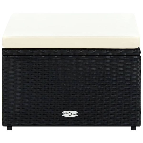 vidaXL Footstool Poly Rattan 53x53x30 cm Black