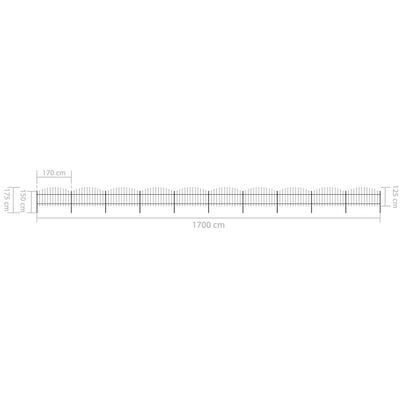 vidaXL Garden Fence with Spear Top Steel