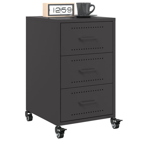 vidaXL Bedside Cabinet Black 36x39x59 cm Steel