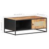 vidaXL Coffee Table 90x50x35 cm Rough Mango Wood and Natural Cane