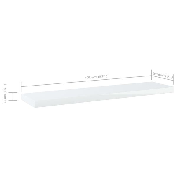vidaXL Bookshelf Boards 8 pcs High Gloss White 40x10x1.5 cm Engineered Wood