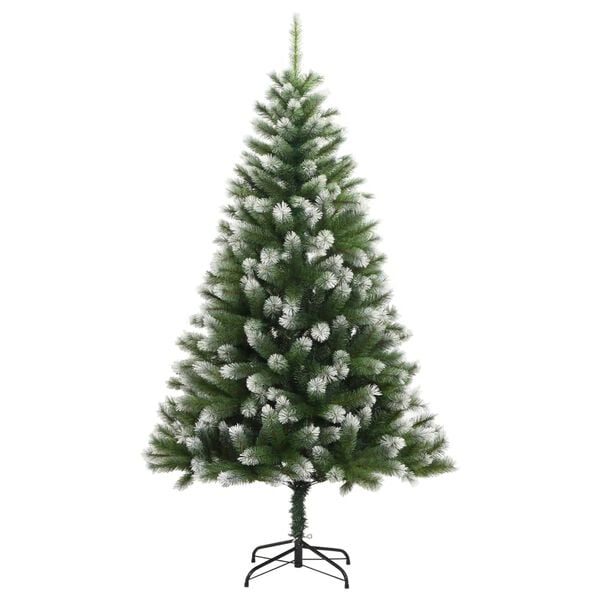vidaXL Artificial Hinged Christmas Tree with Flocked Snow 210 cm